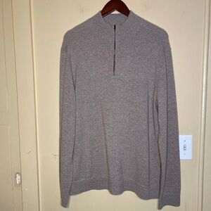 Cashmere Men's Gray Half-Zip Sweater